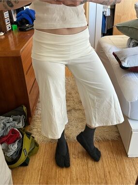 Oddli white cropped gaucho pants